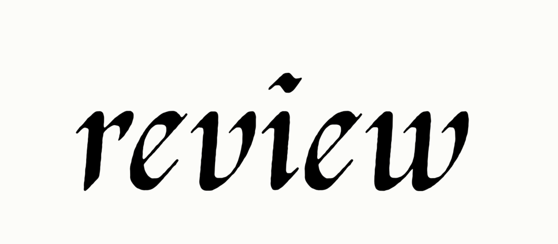 light beige background with black letters spelling review