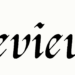 light beige background with black letters spelling review
